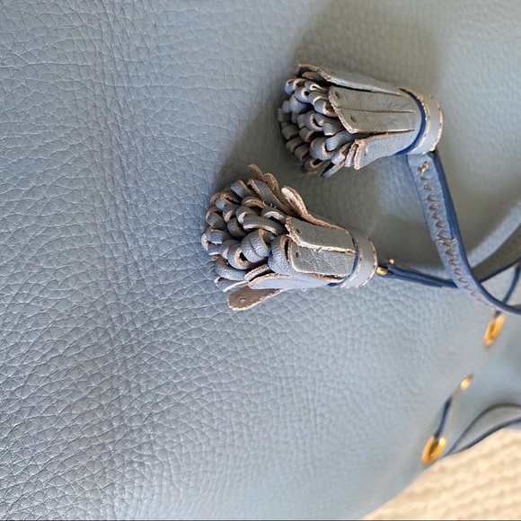 Cole Haan light blue pebble leather hobo bucket single strap crossbody bag - Picture 3 of 10